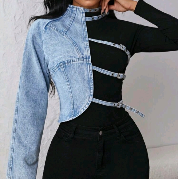 Jackets & Blazers - Sexy Distressed Hollow-Out Denim Jacket Y2K